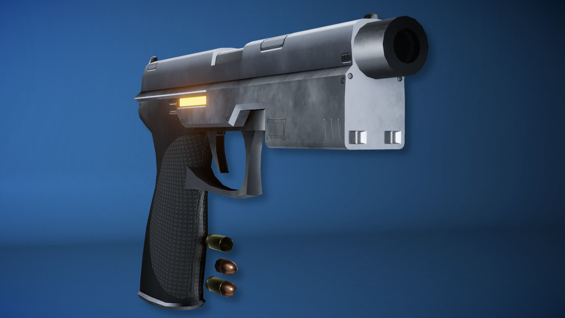 Futuristic Handgun Low-poly 3D model_6