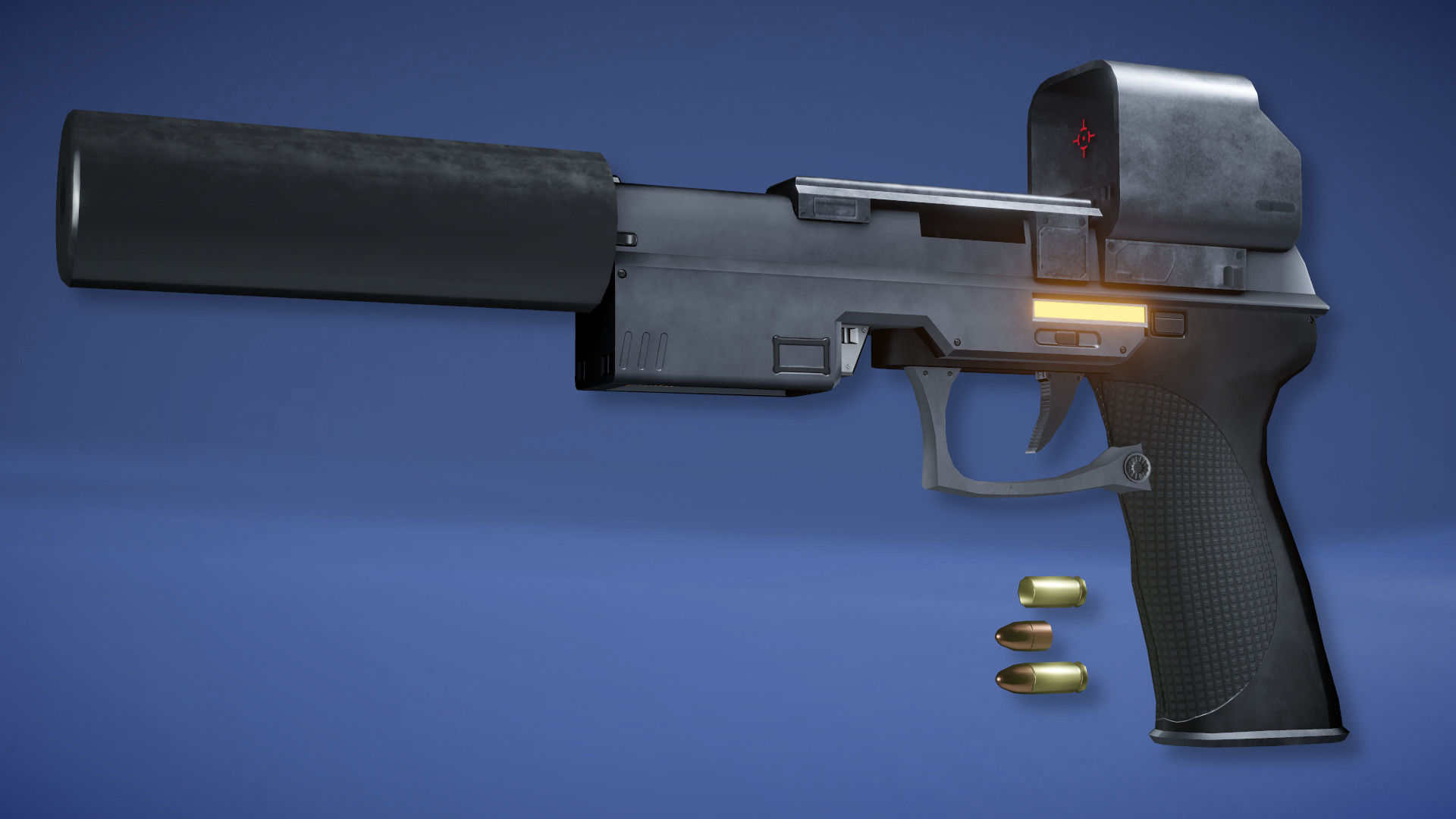 Futuristic Handgun Low-poly 3D model_5