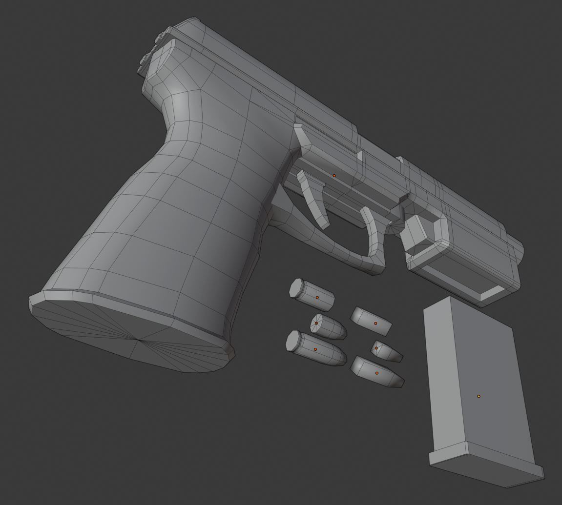 Futuristic Handgun Low-poly 3D model_13