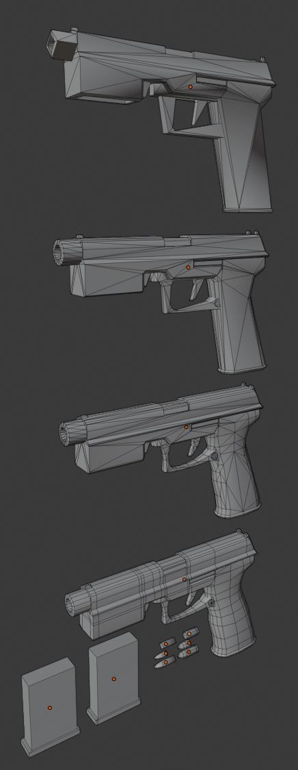Futuristic Handgun Low-poly 3D model_16