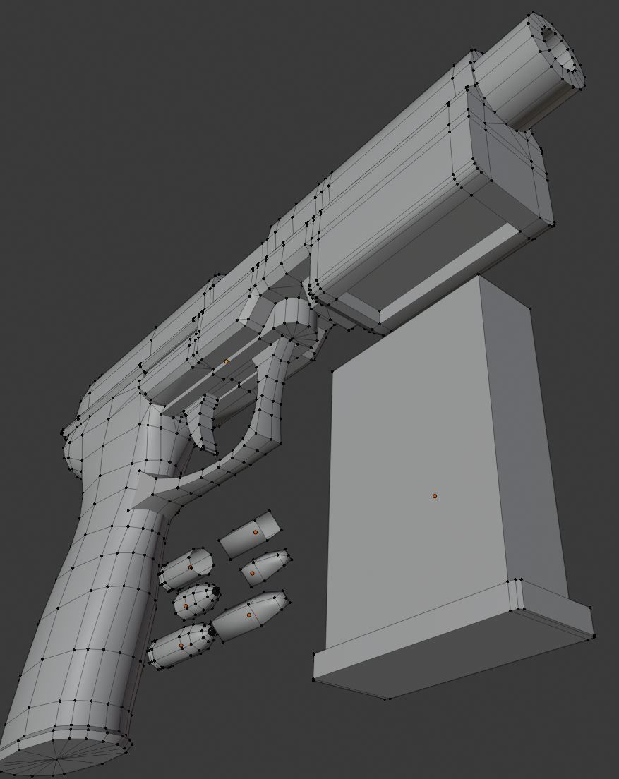 Futuristic Handgun Low-poly 3D model_15