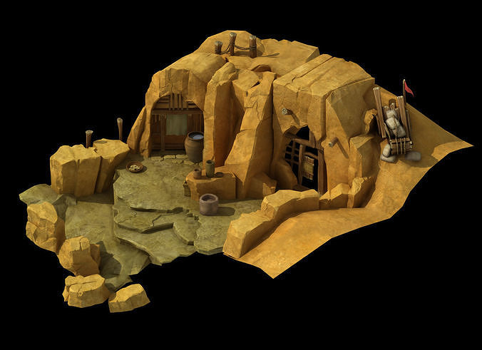 Game Mountain building - cave dwelling 3D model