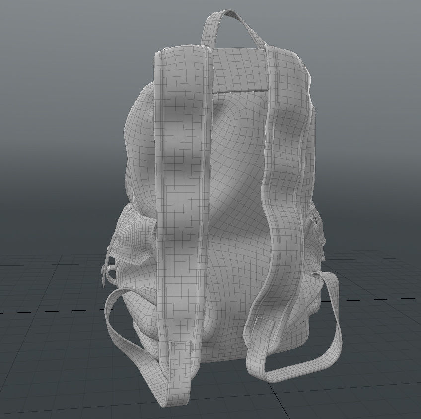 Backpack in tan with straps Low-poly 3D model_5