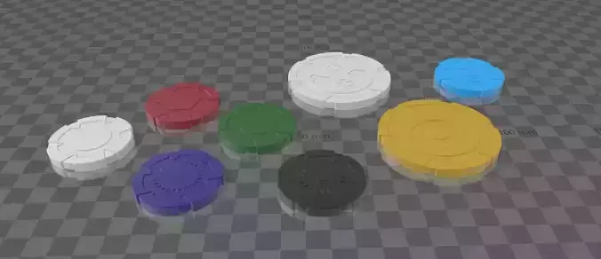 Set of 3D printable poker chips 3D print model