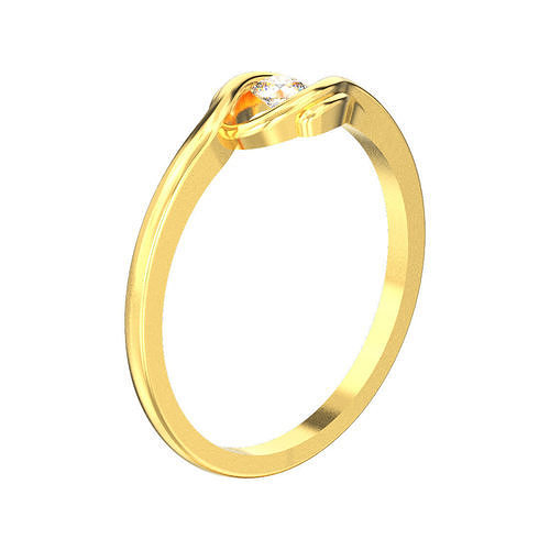 Solitaire diamond ring with accents in a curve  3D print model