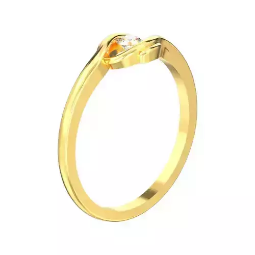 Solitaire diamond ring with accents in a curve  3D print model