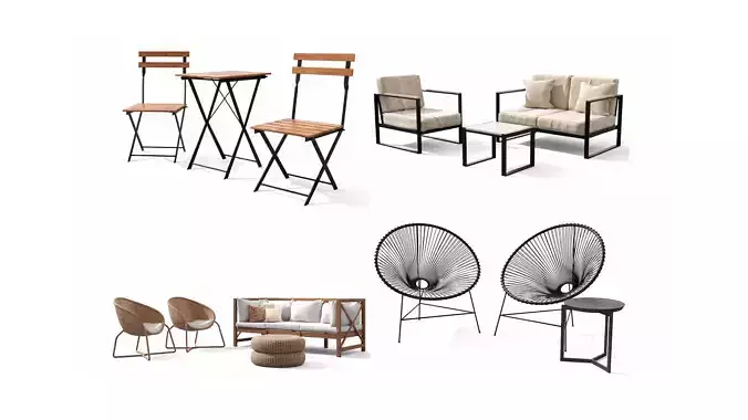 Balcony Outdoor Pack A-D - HQ Low Poly 3D Model Collection