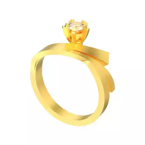 Solitaire diamond ring with accents in a curve 3D print model