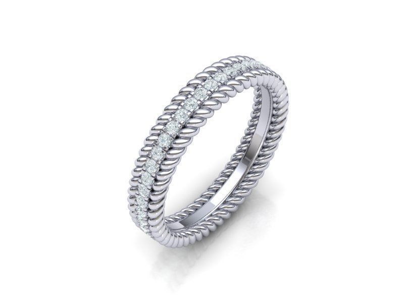 Rope Diamond Band Ring 3dmodel Three finger size 3D print model_10