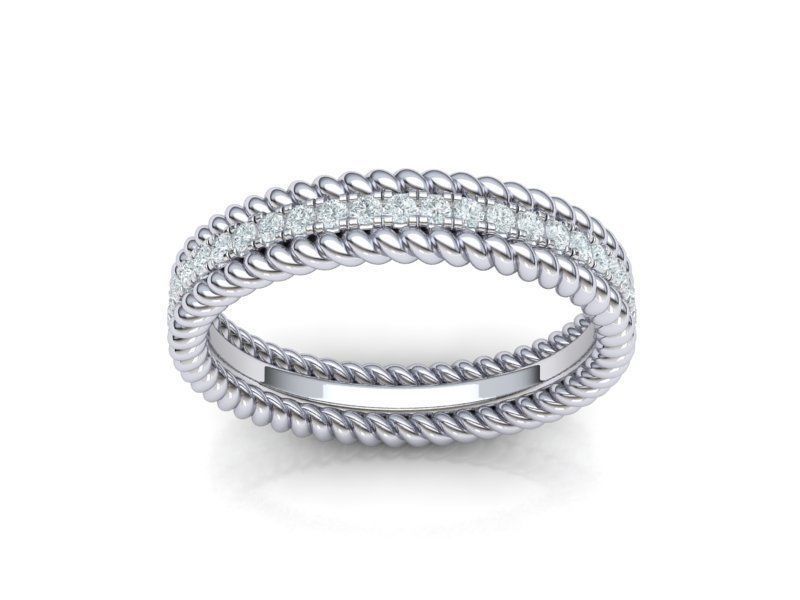 Rope Diamond Band Ring 3dmodel Three finger size 3D print model_5