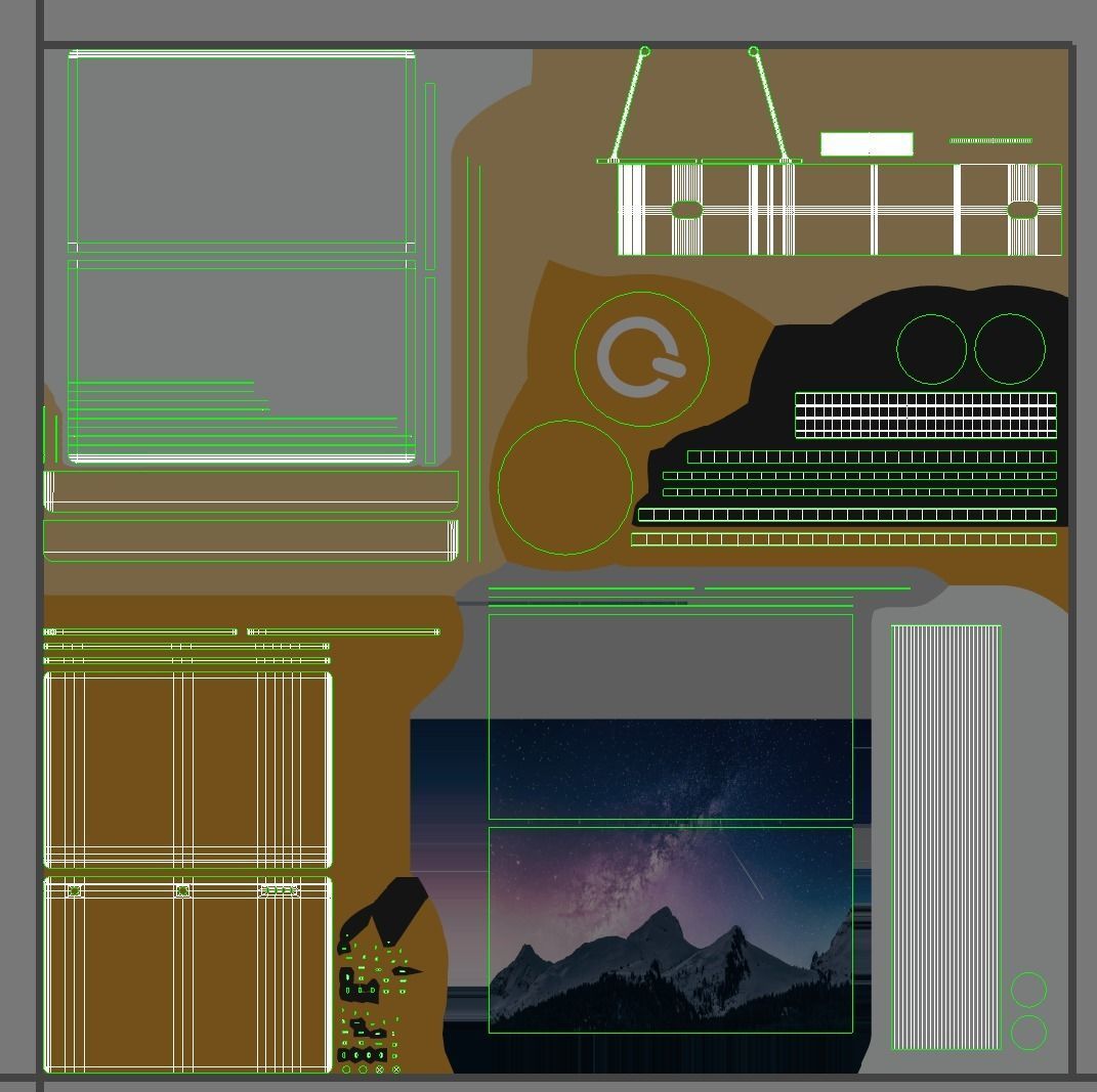 Study B - White on Timber Low-poly 3D model_10