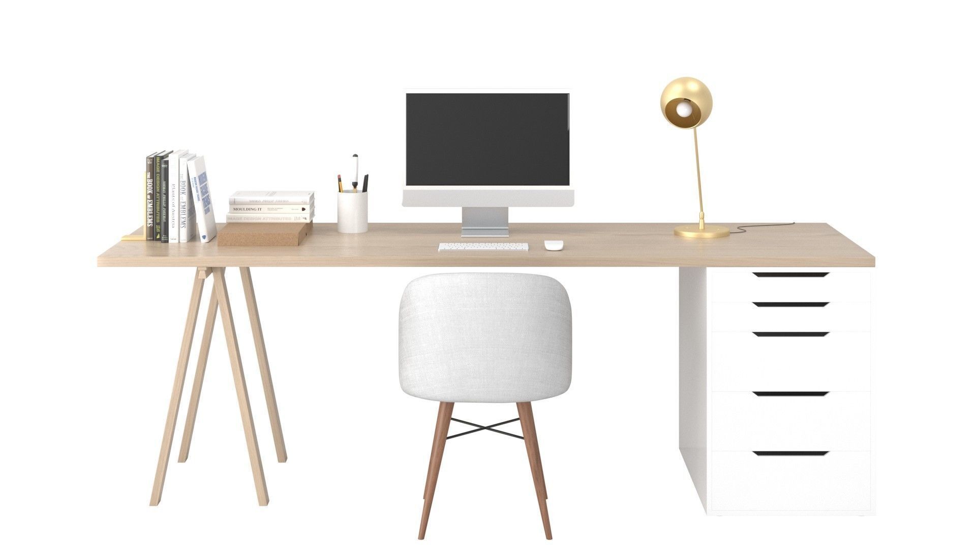 Study B - White on Timber Low-poly 3D model_1