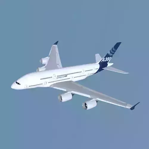 Airbus A380 commercial aircraft Low-poly 3D model