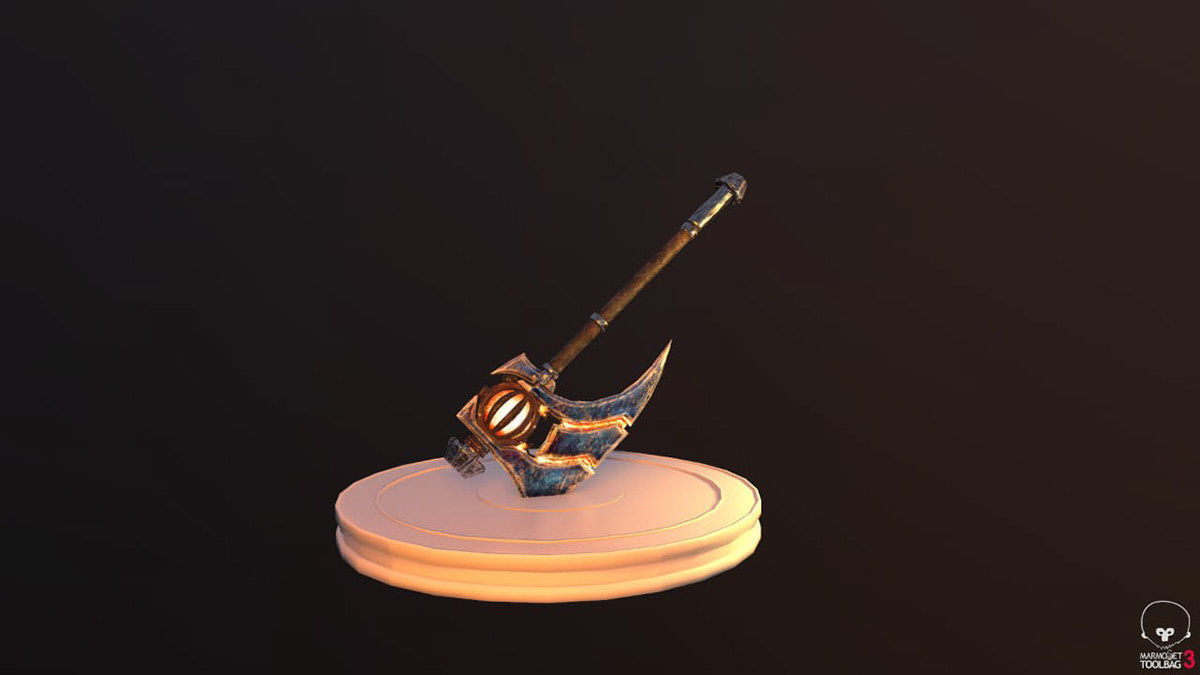 Fired Axe Low-poly 3D model_3