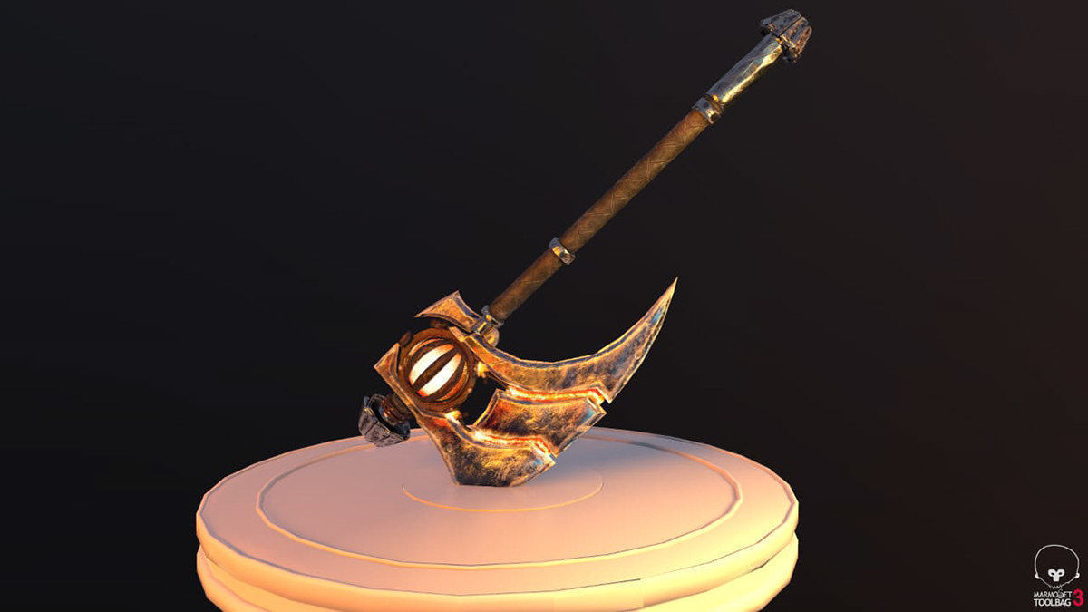 Fired Axe Low-poly 3D model_5