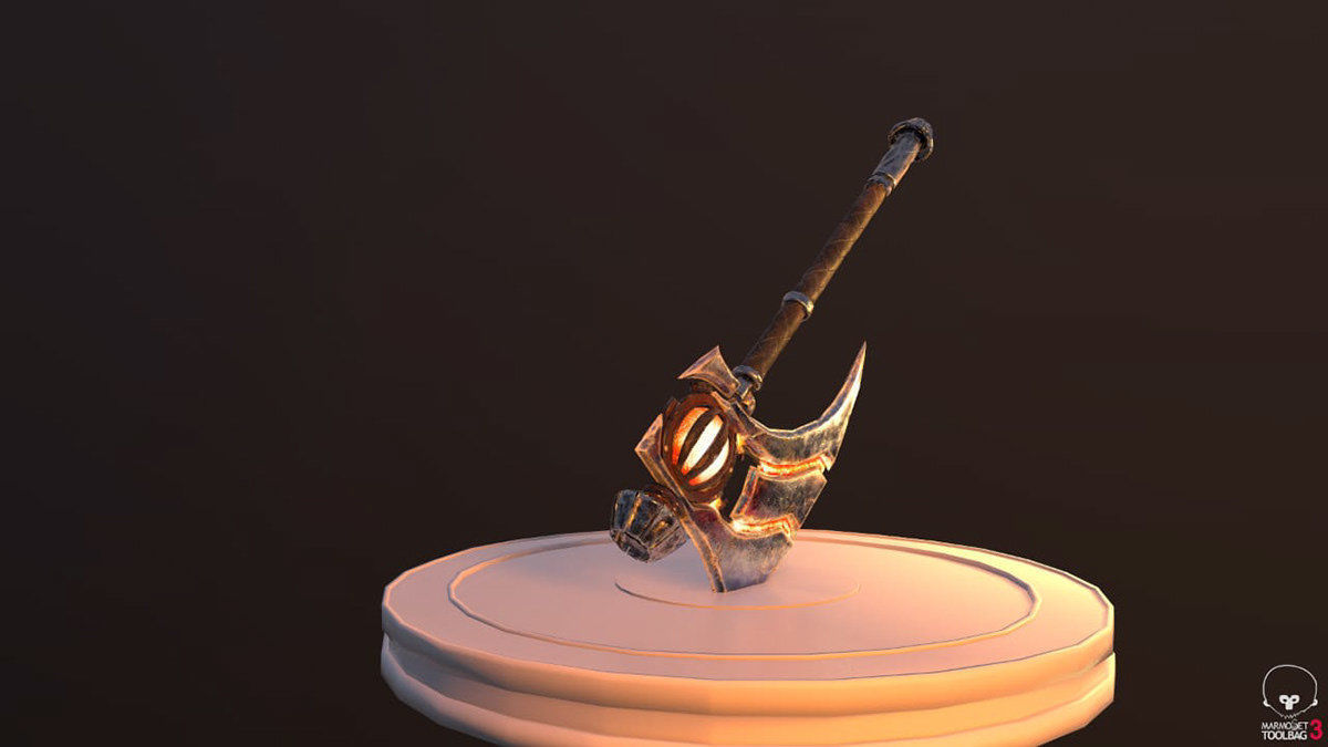Fired Axe Low-poly 3D model_2