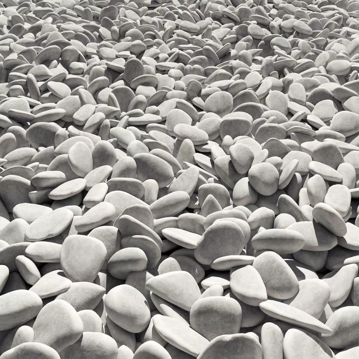 Road white pebble 3D model_0