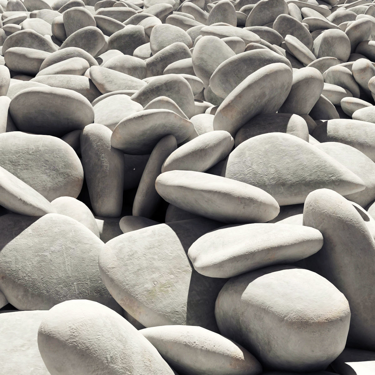 Road white pebble 3D model_1