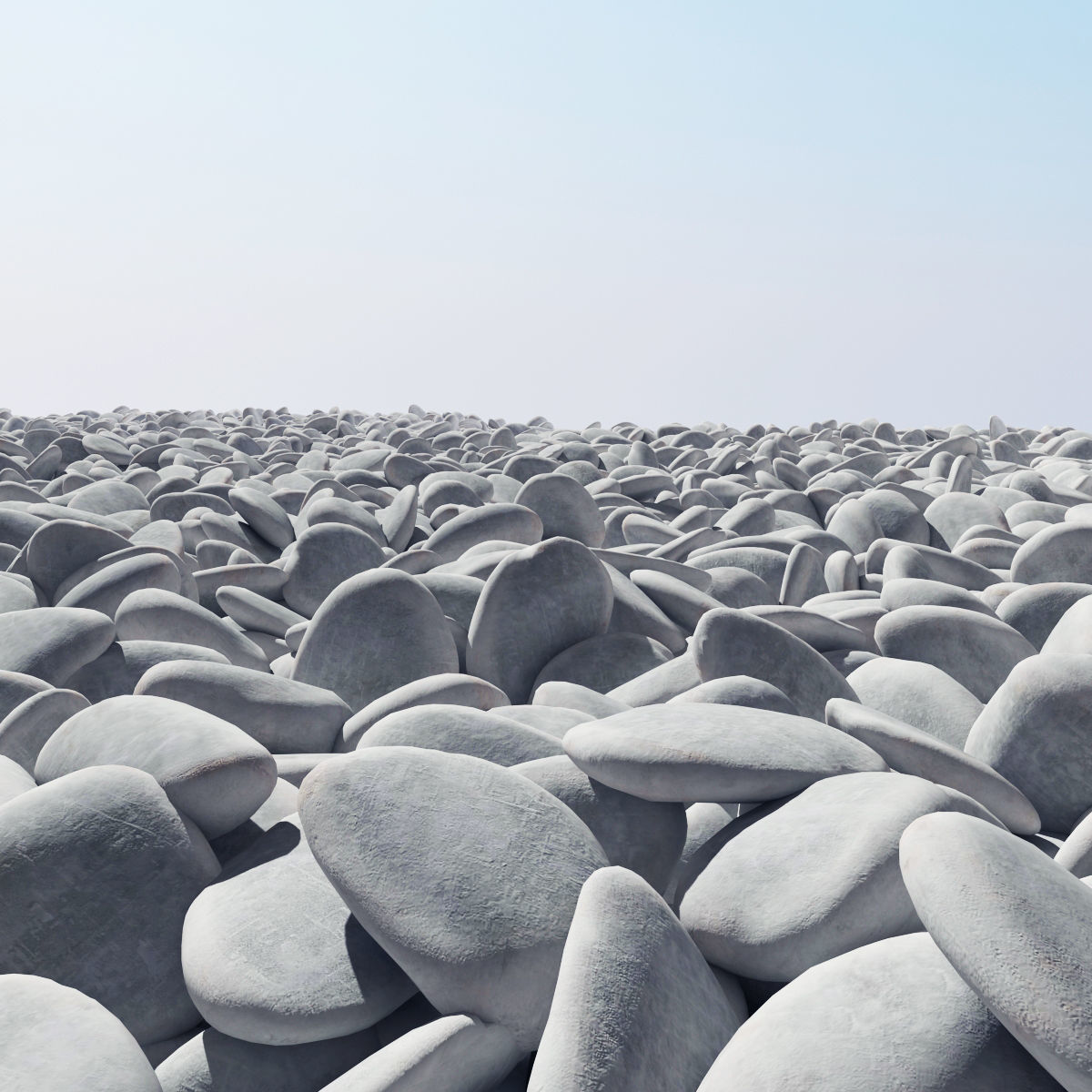 Road white pebble 3D model_2