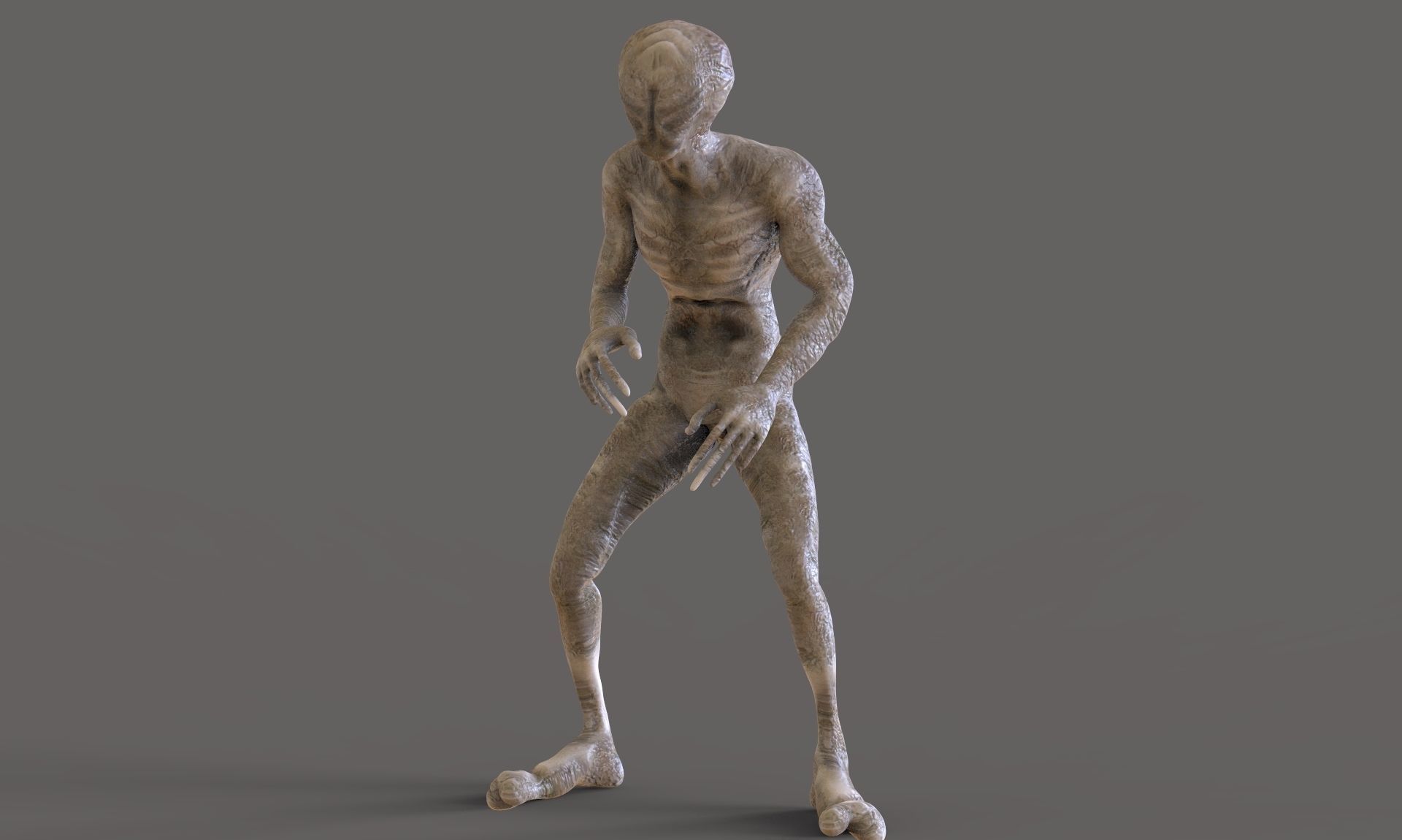 Monster 3 humanoid alien Low-poly 3D model_3