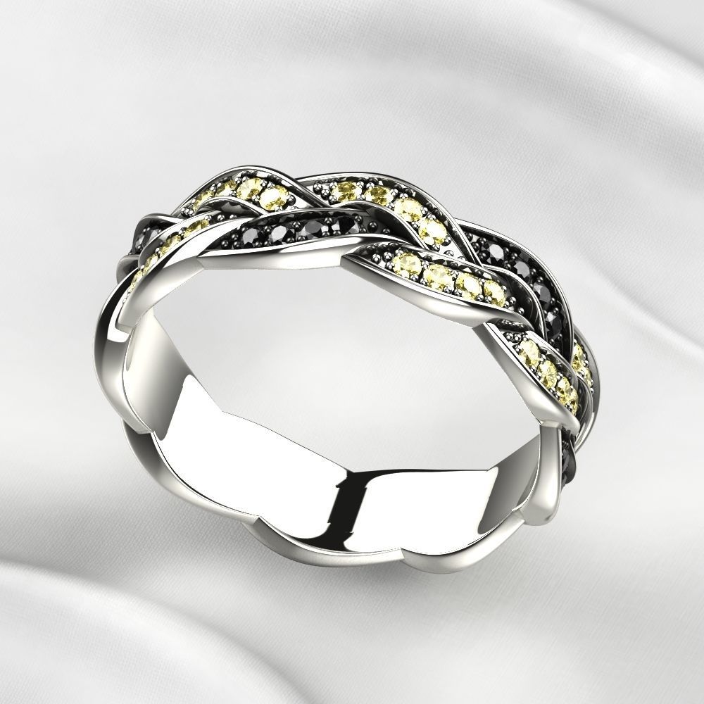 Black Rhodium Gold Ring with Diamonds 3D print model_2