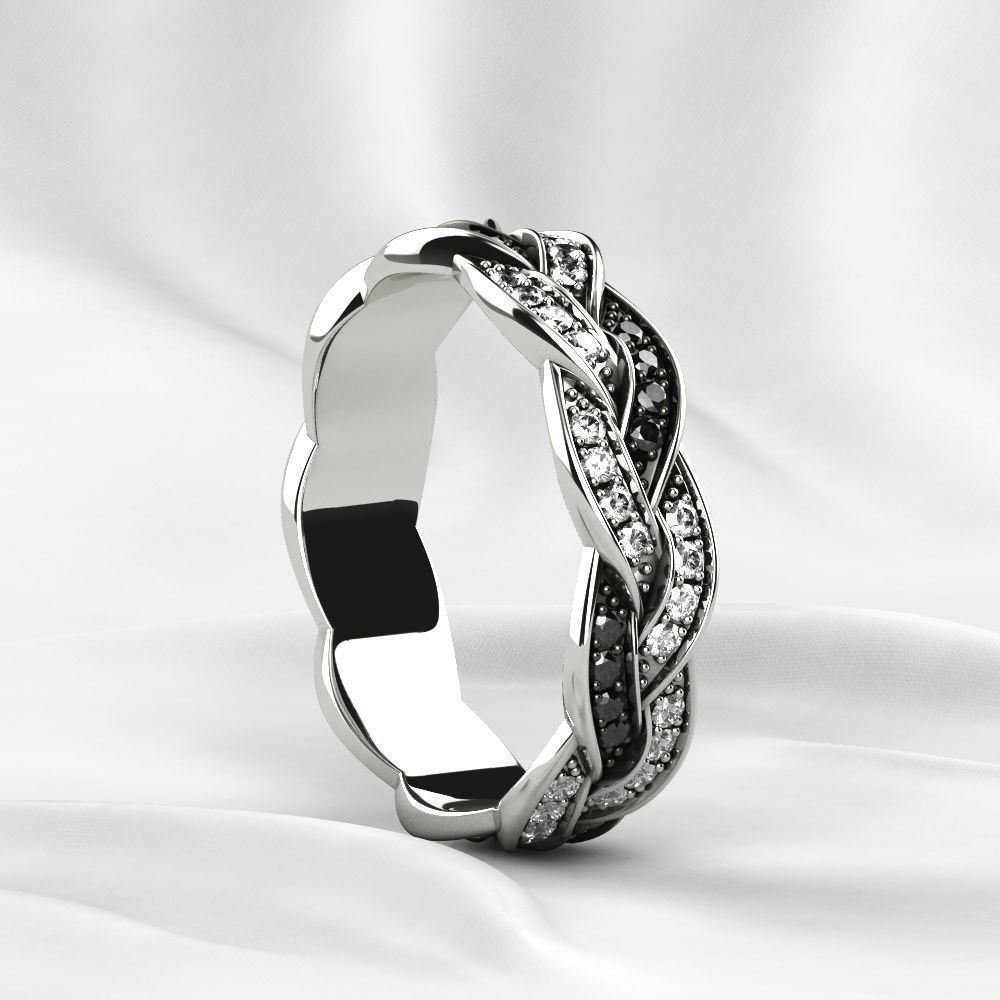 Black Rhodium Gold Ring with Diamonds 3D print model_16