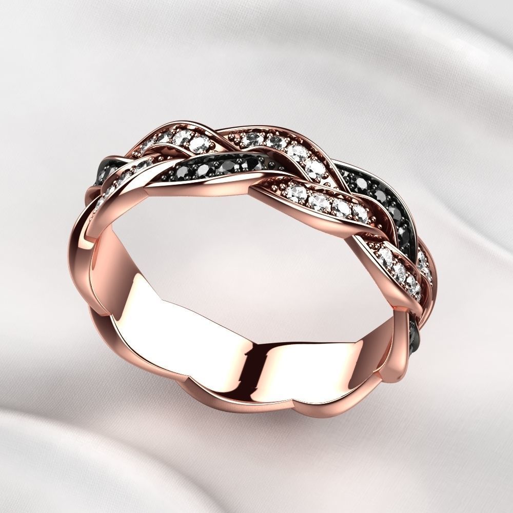 Black Rhodium Gold Ring with Diamonds 3D print model_4