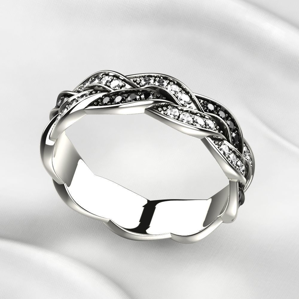 Black Rhodium Gold Ring with Diamonds 3D print model_1