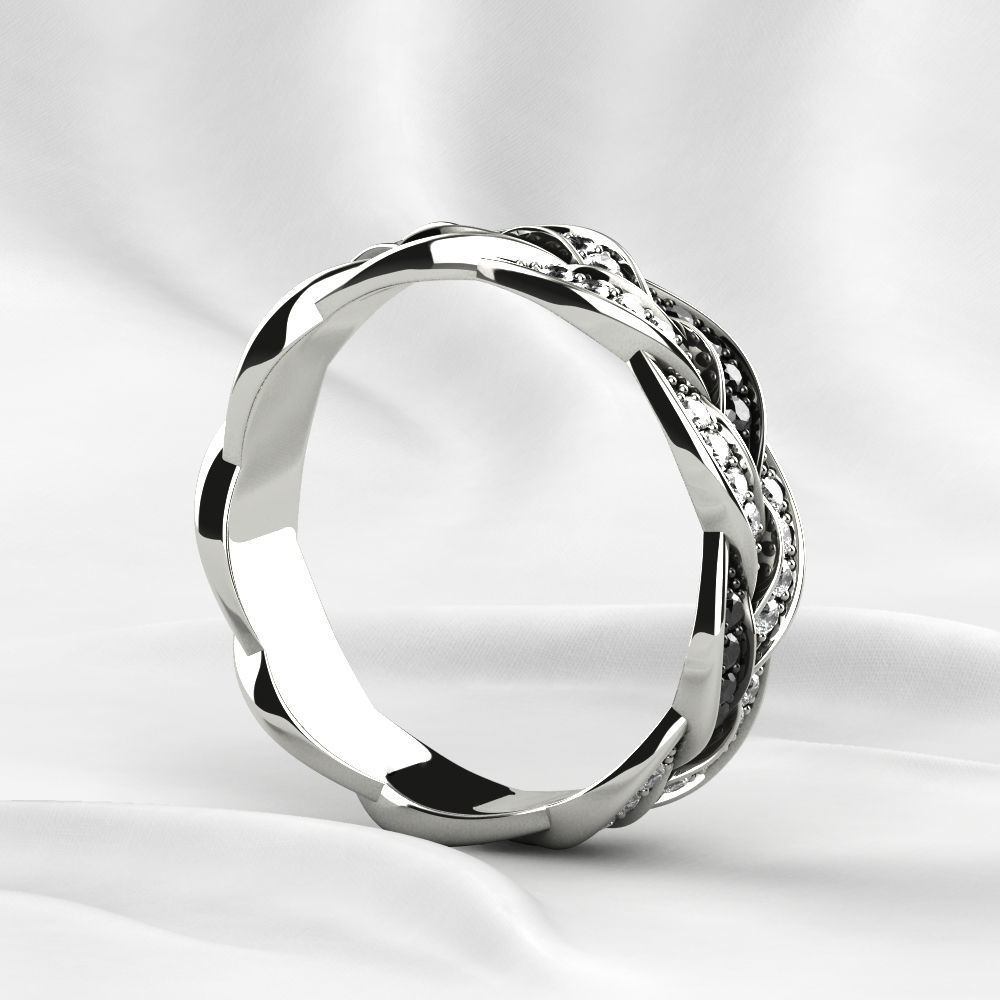 Black Rhodium Gold Ring with Diamonds 3D print model_14