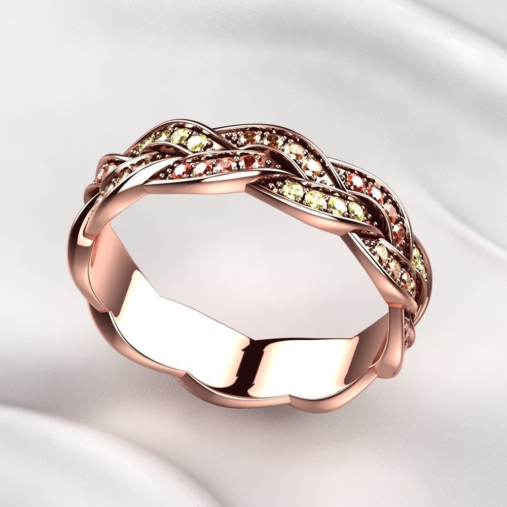 Black Rhodium Gold Ring with Diamonds 3D print model_6