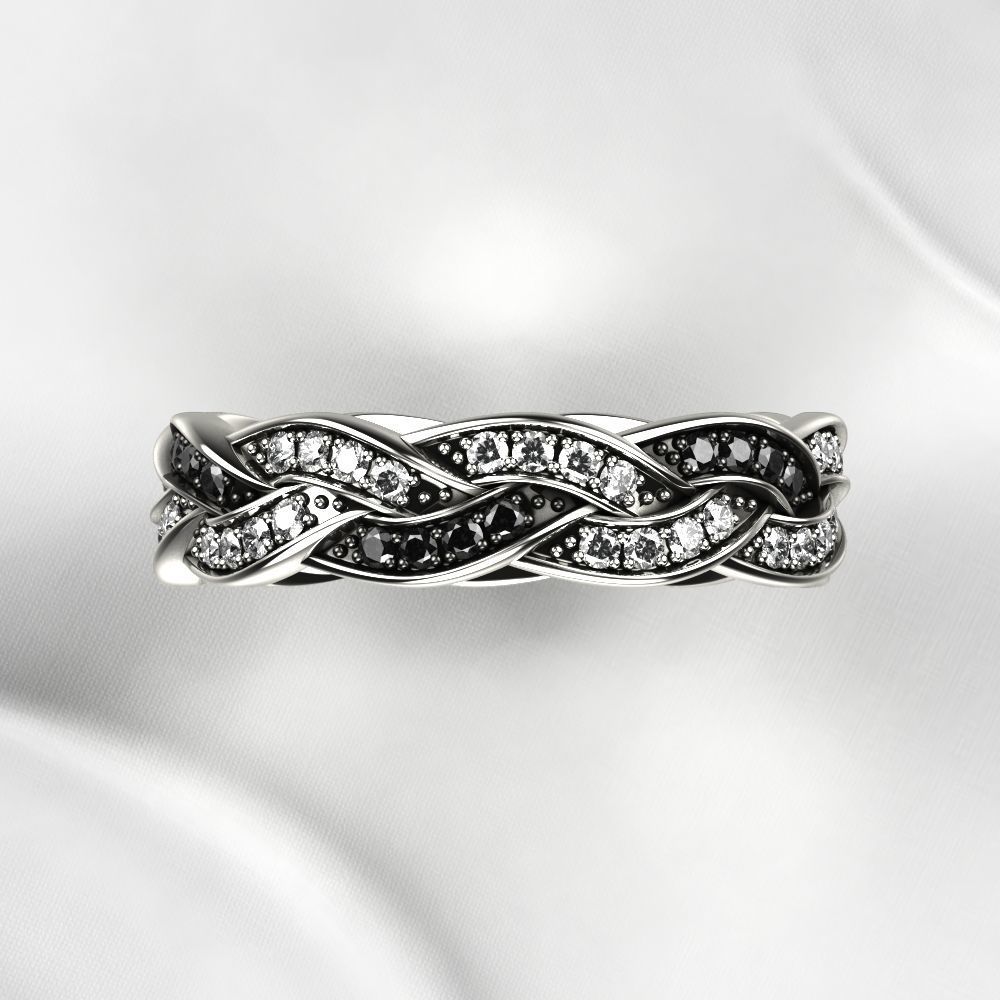 Black Rhodium Gold Ring with Diamonds 3D print model_11