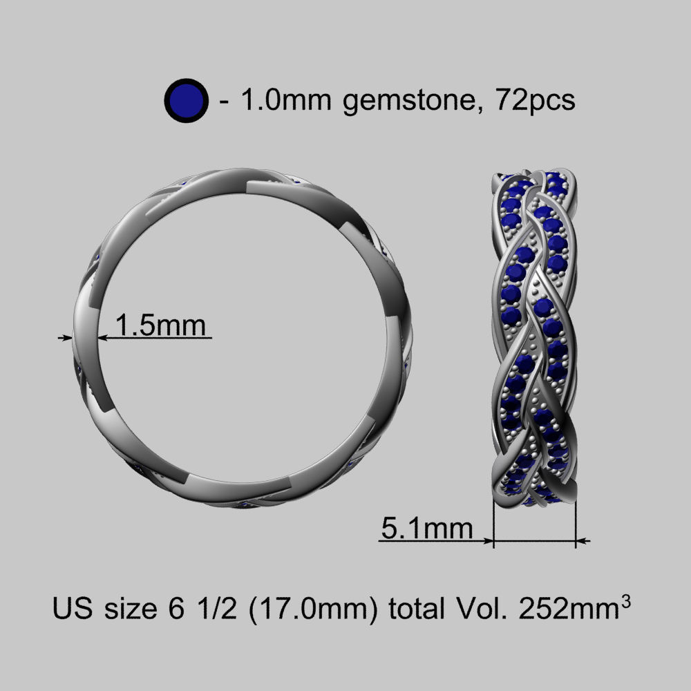 Black Rhodium Gold Ring with Diamonds 3D print model_19