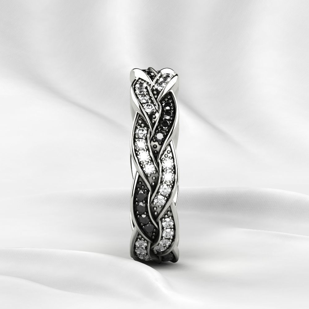 Black Rhodium Gold Ring with Diamonds 3D print model_18