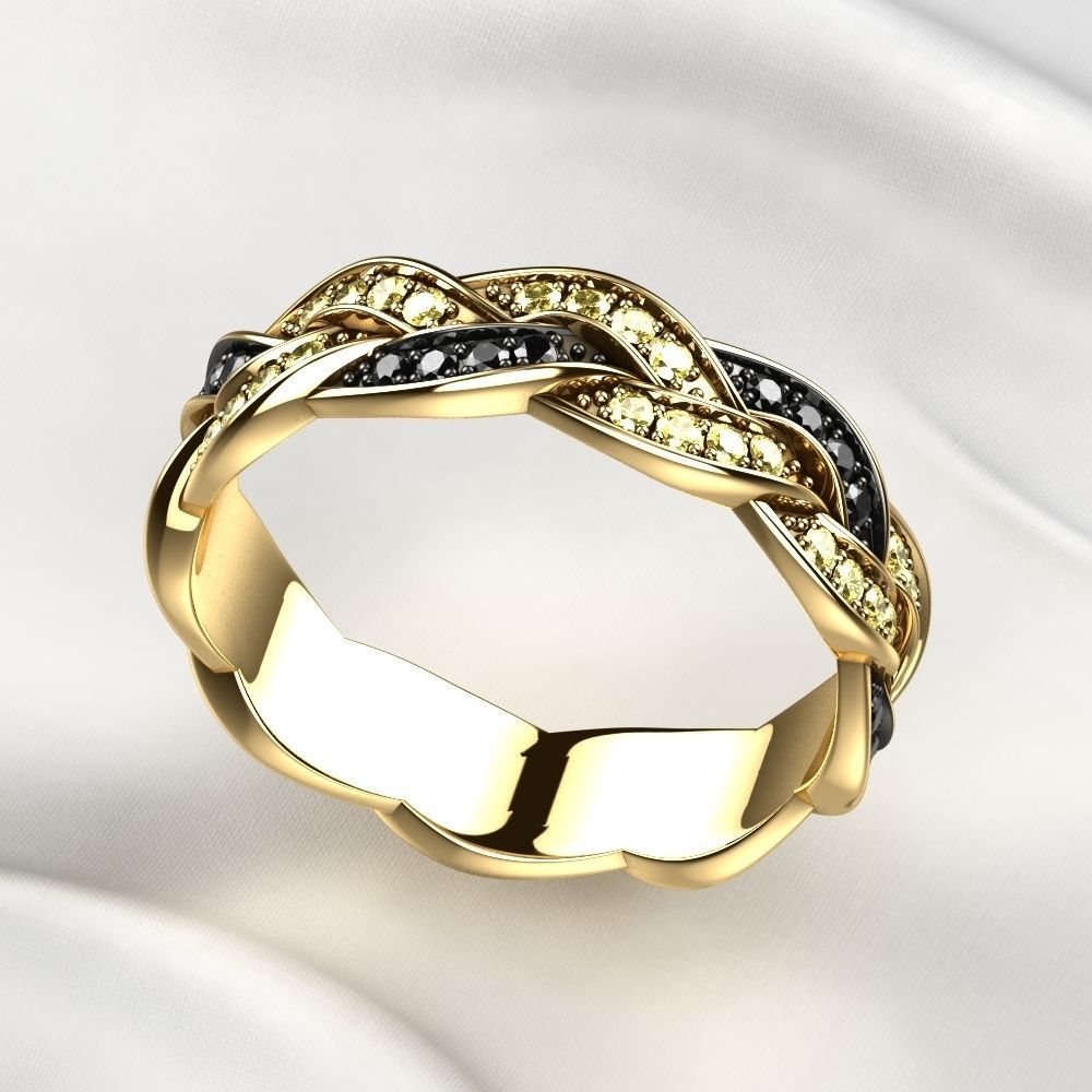 Black Rhodium Gold Ring with Diamonds 3D print model_8