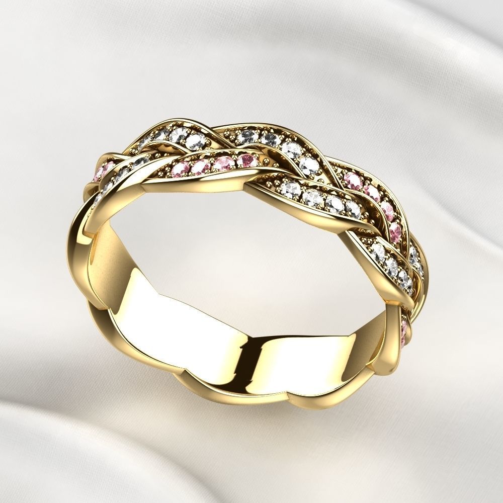 Black Rhodium Gold Ring with Diamonds 3D print model_9