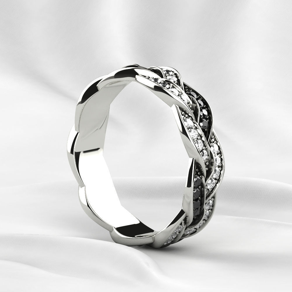Black Rhodium Gold Ring with Diamonds 3D print model_15