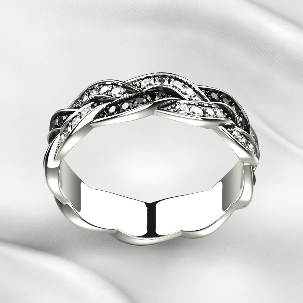Black Rhodium Gold Ring with Diamonds 3D print model_10