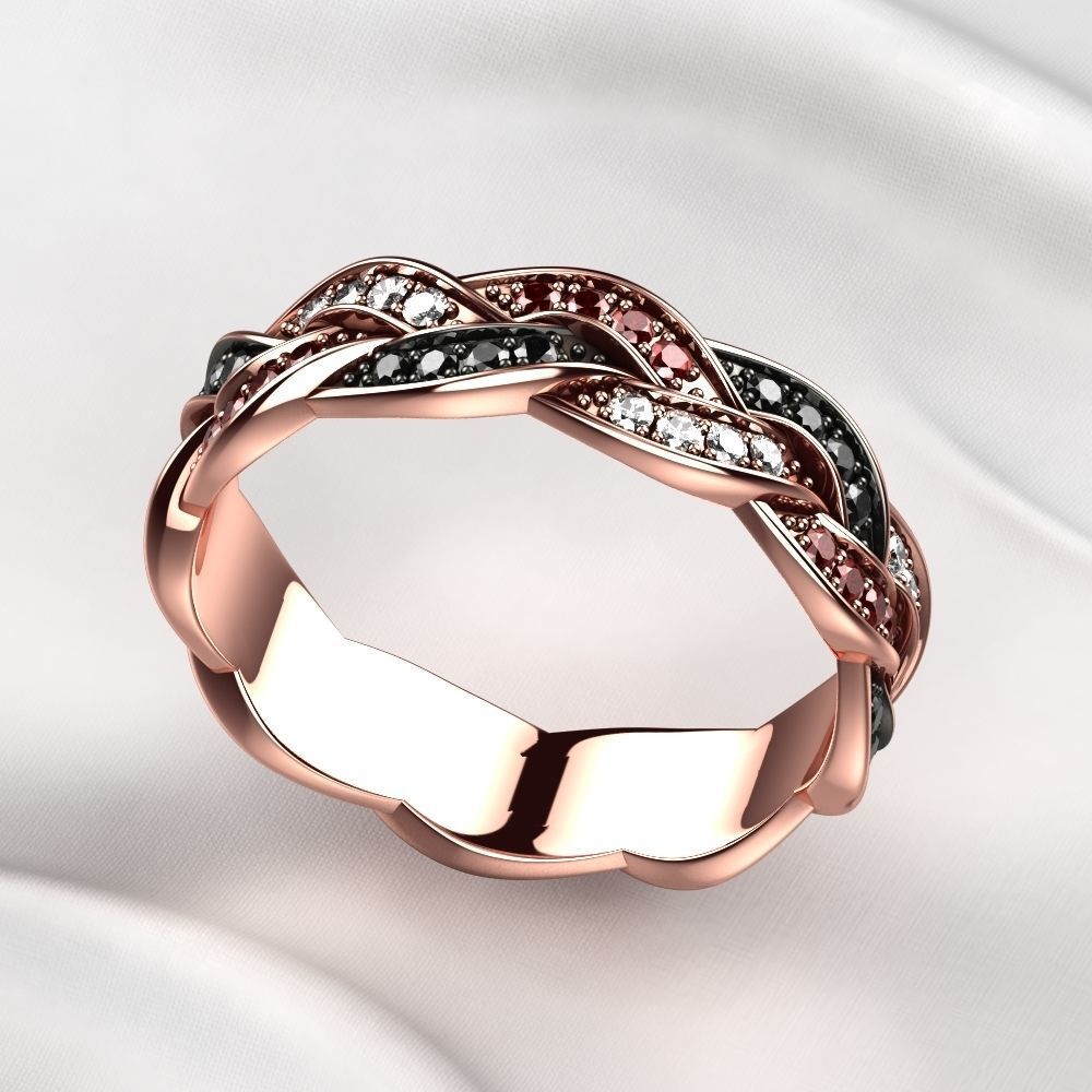 Black Rhodium Gold Ring with Diamonds 3D print model_5