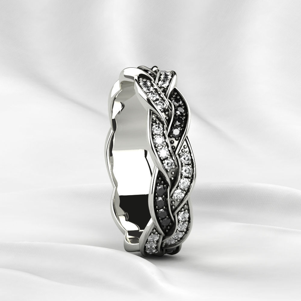 Black Rhodium Gold Ring with Diamonds 3D print model_17