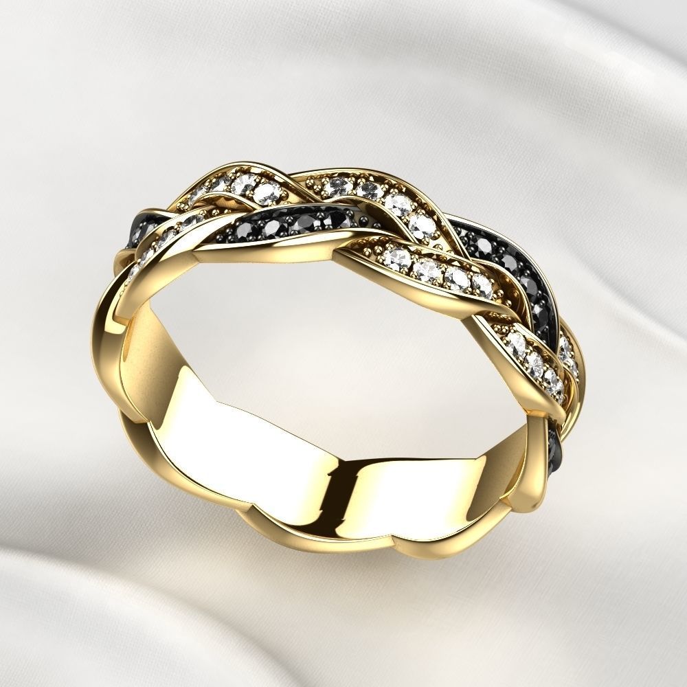 Black Rhodium Gold Ring with Diamonds 3D print model_7