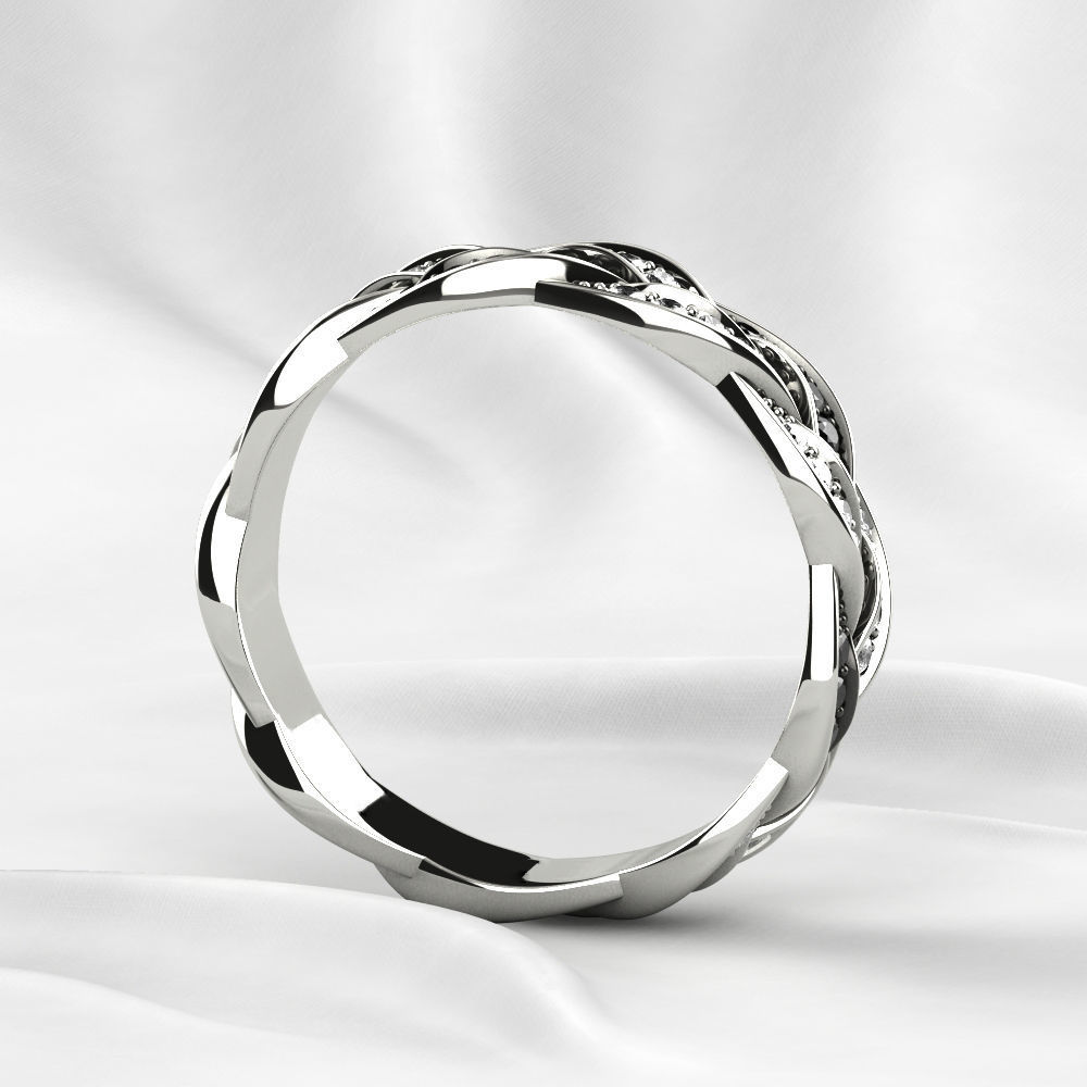 Black Rhodium Gold Ring with Diamonds 3D print model_13