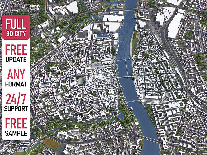 Maastricht - 3D City Model Low-poly 3D model