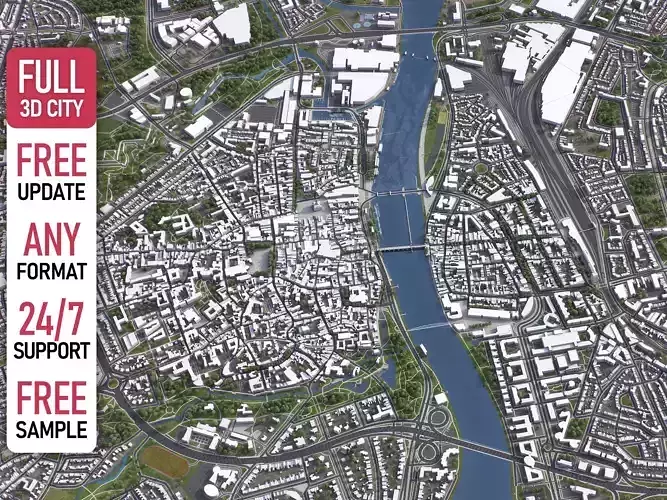 Maastricht - 3D City Model Low-poly 3D model