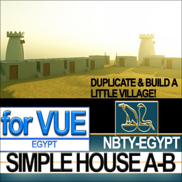 Ancient Egyptian Simple House A and B 3D model_4