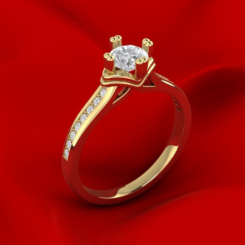 Engagement Crown Ring 3D print model_2