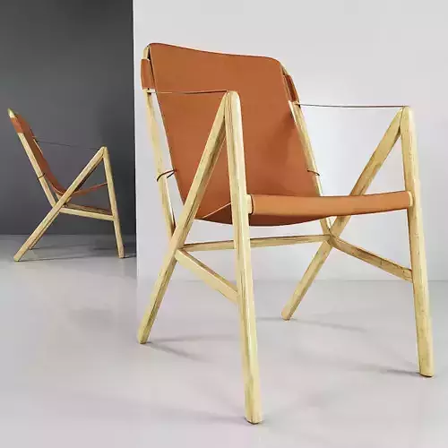 Chair orange with wooden legs