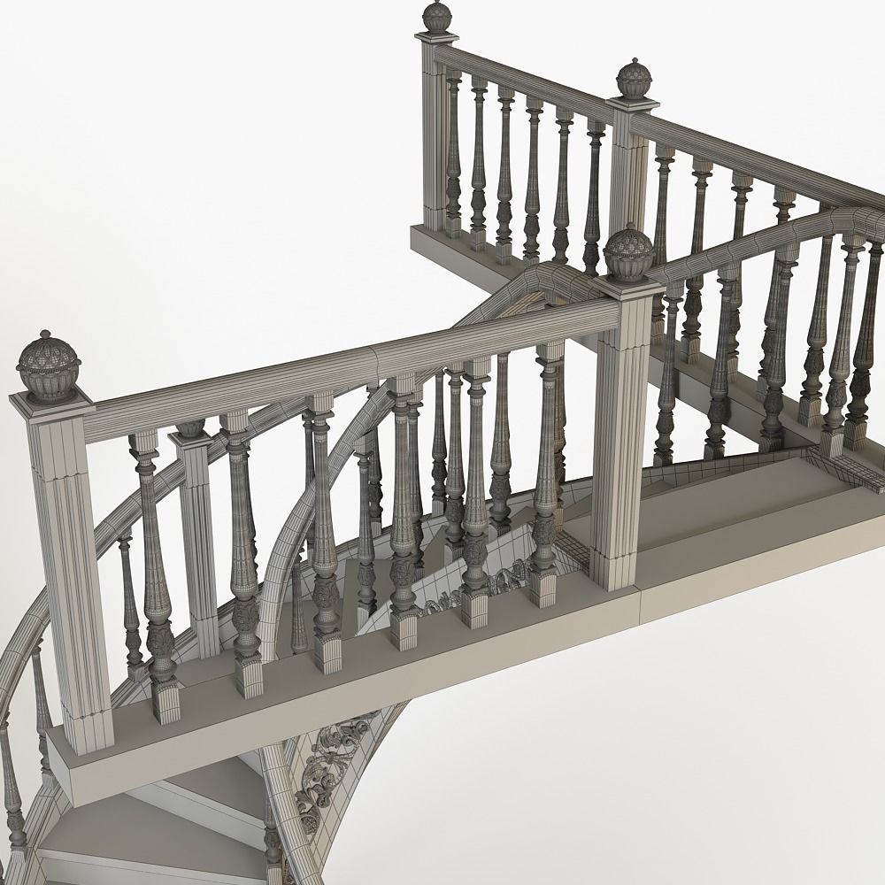 Classic stairs 3D model_7