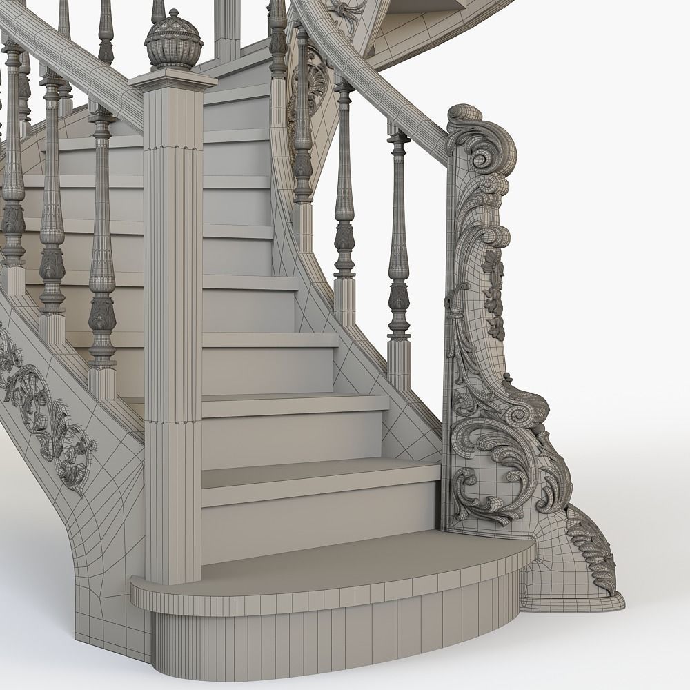 Classic stairs 3D model_3