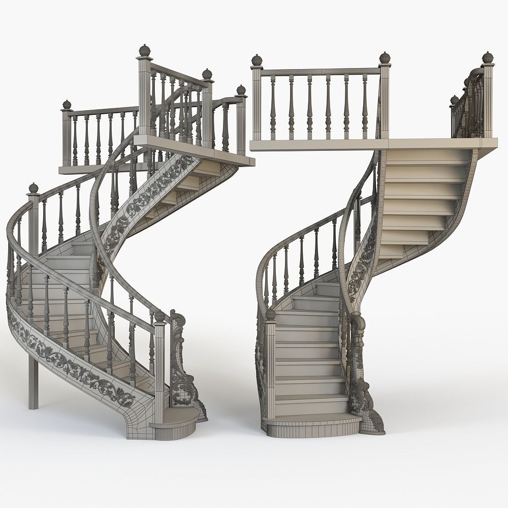 Classic stairs 3D model_2