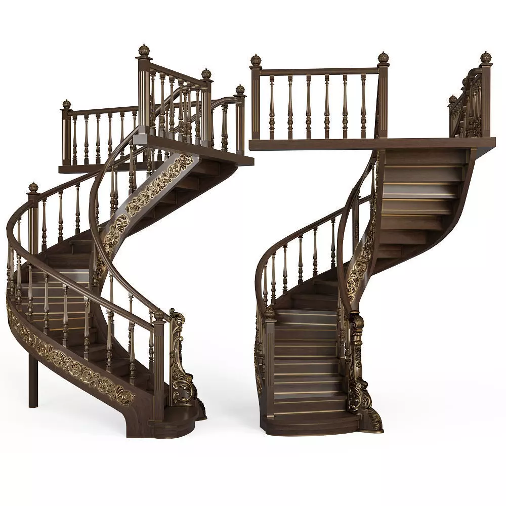 Classic stairs 3D model_0